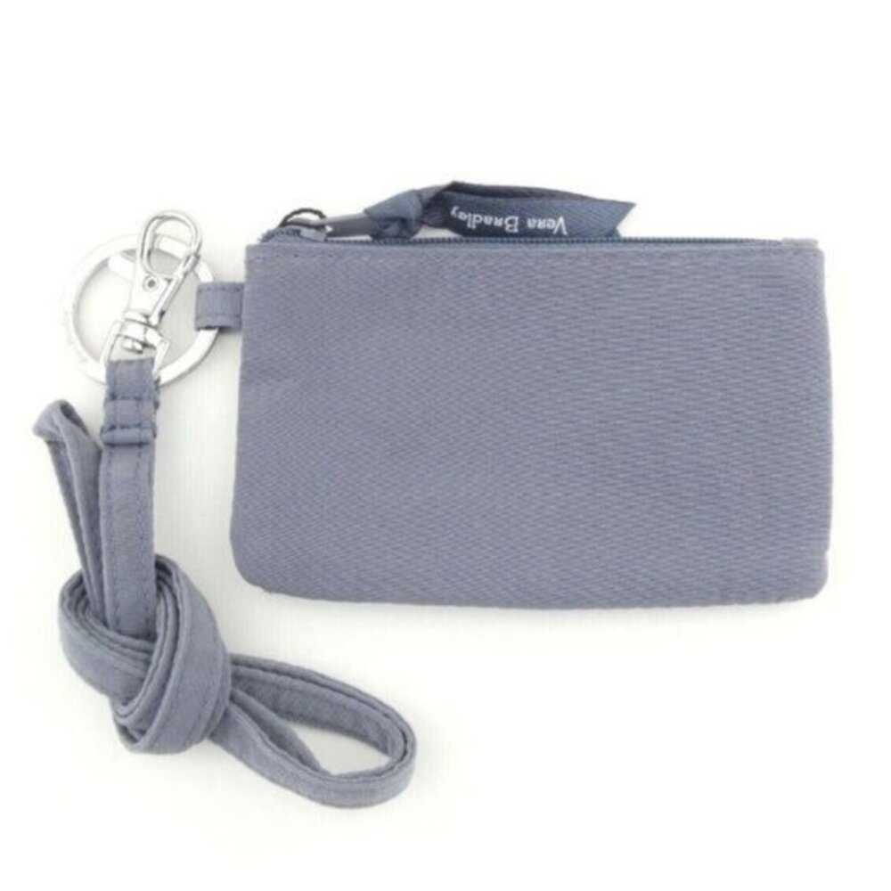 Vera Bradley Carbon Gray Microfiber Zip Id & Lanyard Set NWT‎